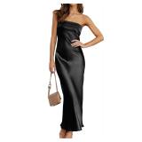 MEROKEETY Women 2024 Summer Strapless Satin Tube