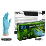 X3 Nitrile Disposable Gloves X Large Blue Powder