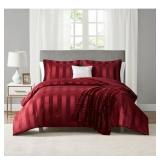 Mainstays 5 Piece Red Damask Stripe Comforter Set