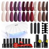 MEFA 19 Pcs Gel Nail Polish Kit with U V Light