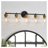 Black and Gold Bathroom Light Fixtures  5 Lights