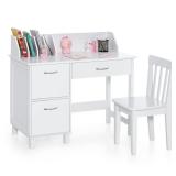 Costzon Kids Desk and Chair Set  Children Wooden