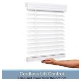 2  Cordless Faux Wood Blind   Bright White