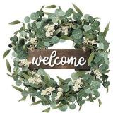 Artificial Eucalyptus Leaf  Boxwood Wreath with