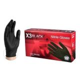 X3 Nitrile Disposable Gloves Medium Black Powder