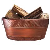 BREKX Copper Galvanized Tub for Indoor Firewood
