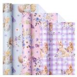 LeZakaa Easter Floral Wrapping Paper Roll  Easter
