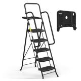 HBTower 5 Step Ladder  Folding Step Stool with