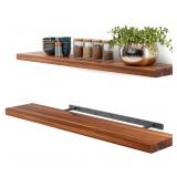 BATODA Set of 2 36  Wood Floating Shelves Wall