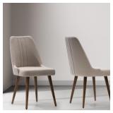Modern Upholstered Dining Chairs Set of 2   Wood