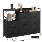 WLIVE Black Dresser TV Stand for Bedroom with