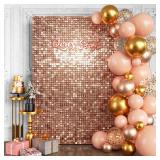 Rose Gold Shimmer Wall Backdrop  24PCS Square