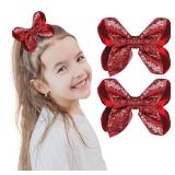 WLLHYF 2 PCS Christmas Sequin Hair Bows Clips