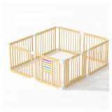 Baby Playpen with Gate  Wooden Playpen for Babies