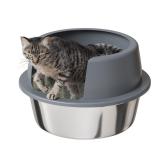 Round High Sided Stainless Steel Cat Litter Box
