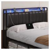 King Size Upholstered Headboard with LED Lights
