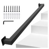 3FT Black Square Tube Handrail Sturdy Stair Rail