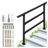 4 Step Outdoor Stair Railing  Black Wrought Iron