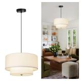 18  Drum Fabric Pendant Light  Large Modern