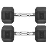 Hex Dumbbells Rubber Coated Cast Iron Hex Black