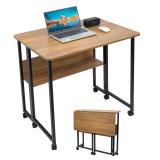 Mobile Foldable Desk w  6 Wheels Portable Rolling