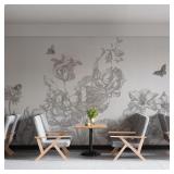 Large Sketch Floral Peel and Stick Wallpaper Boho