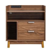 Nightstand with Charging Station LED Night Stand
