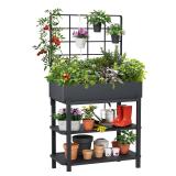 Elevated Planter Box with Trellis Raised Garden