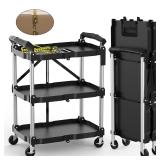 HIMIX Foldable Utility Carts with Wheels  3 Tier