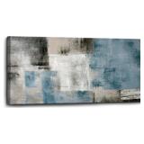 Blue Abstract Wall Art Decor Hand Painted Oil