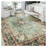 9x12 Area Rugs Washable Green Rug for Living Room
