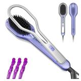 Hair Straightener Brush Ceramic   Negative Ionic