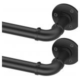 Black Industrial Curtain Rods for Windows 48 to