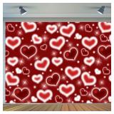 CYLYH 7x5FT Red Heart Photo Backdrop 90s