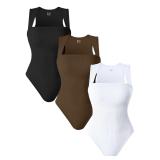 OQQ 3 Piece Bodysuits For Women Sexy Ribbed