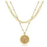 MEVECCO Gold Birth Flower Coin Necklace for Women