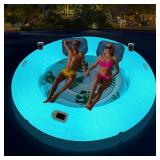 Inflatable Tanning Pool Lounger Float with Lights