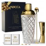 Gold Cocktail Shaker Set   Glass Cocktail Shaker