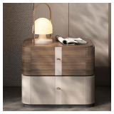 Bedside 2 Drawers Dresser Saddle Leather