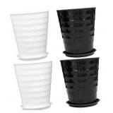 Sturdy Plastic Planter Pots Threaded Base 4pcs
