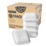 CIAO  8 x8 x3  MFPP White Hinged Container With