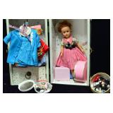 Vintage Doll in Carrying Case w Tons of Dresses