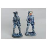 2 Blue Painted Chalk Soldiers