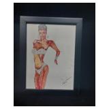 Lady In Bikini Pen Drawing