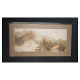 Oriental Mountain Scene Watercolor