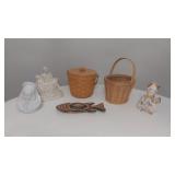 Lidded Longenberger Basket and other items
