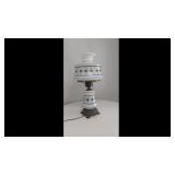 Single Hurricane Lamp Blue & White Flowers