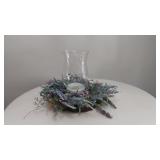 White Candle Holder & Lilac Wreath