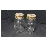 Pair of Kinsella Mason Jars w Glass Insert Tops Pair of Kinsella Mason Jars w Glass Insert Tops
