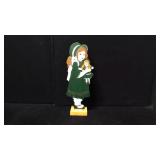 15' Wooden Green Dress Signed Folk Art 15' Wooden Green Dress Signed Folk Art